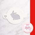 Load image into Gallery viewer, Reusable cocktail coffee stencils featuring a bunny design for Easter drinks decoration.