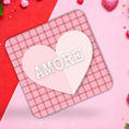 Load image into Gallery viewer, Pink heart coaster featuring a charming check pattern with 'AMORE' text, perfect for Valentine's Day celebrations.