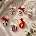 Load image into Gallery viewer, Tennis Ball Wine Glass Charms Set of 6 featuring football designs and satin ribbons.