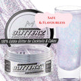 Load image into Gallery viewer, Iridescent Butterfly edible drink shimmer in jar, perfect for cocktails and cakes, safe and flavorless glitter for festive drinks.
