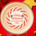 Load image into Gallery viewer, Candy Cane Christmas edible drink toppers on a festive cocktail for holiday celebrations.