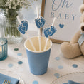 Load image into Gallery viewer, Baby Feet Blue Pink Paper Straw Toppers Pack of 12