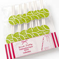 Load image into Gallery viewer, Game set & sip tennis ball paper straw toppers pack of 12 in a clear package with vibrant green designs.