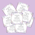 Load image into Gallery viewer, Personalised wedding coasters featuring lilac and pink flowers for Save The Date announcement.