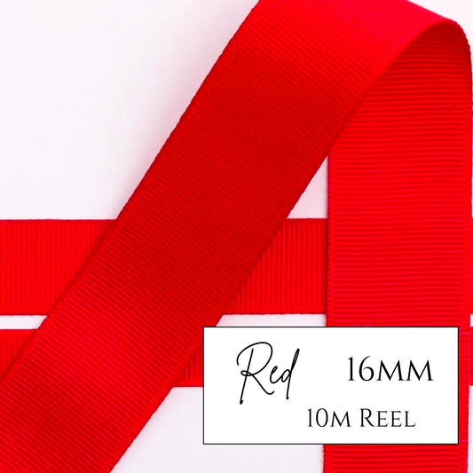 Red Grosgrain Ribbon - 16mm x 10metre Reel