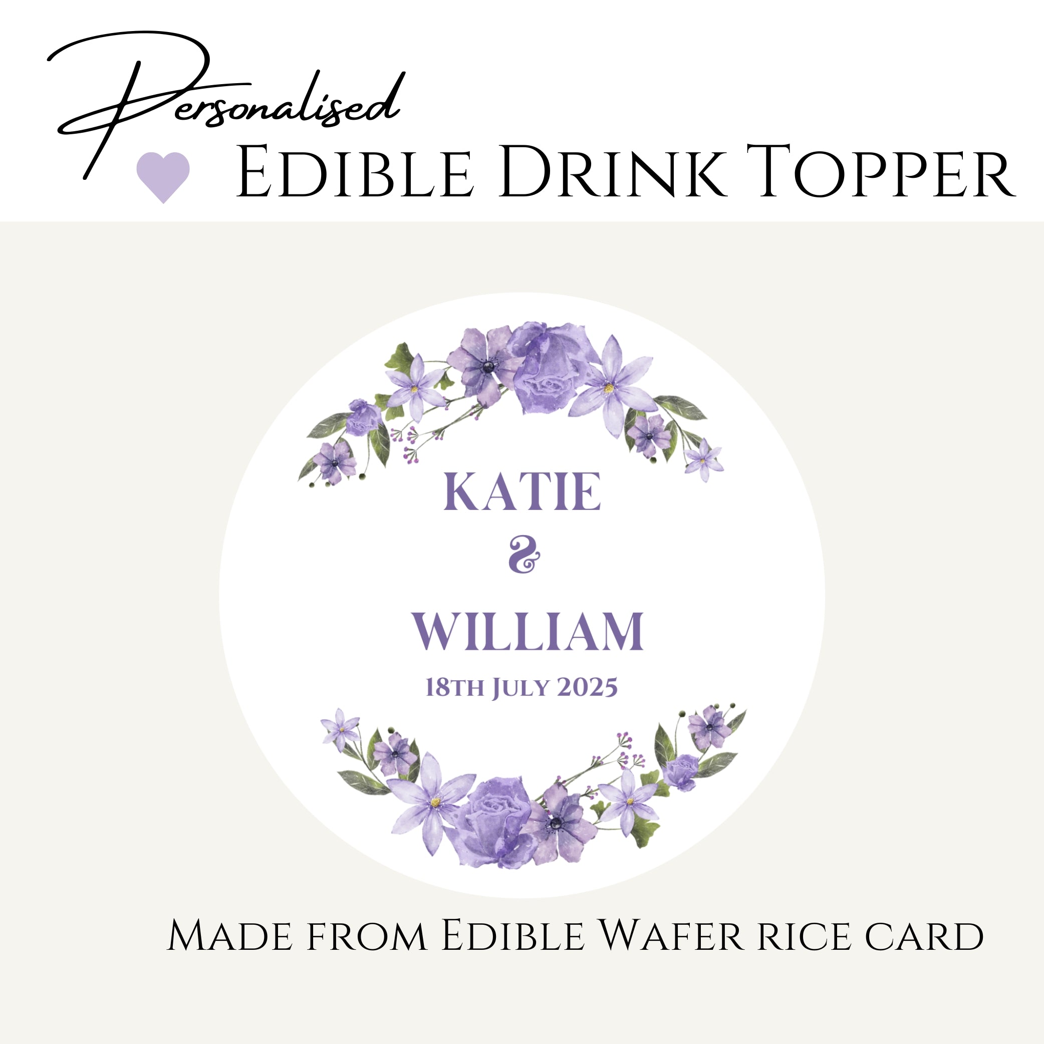 ‘Lilac Bloom’ ’ Edible Drink Toppers