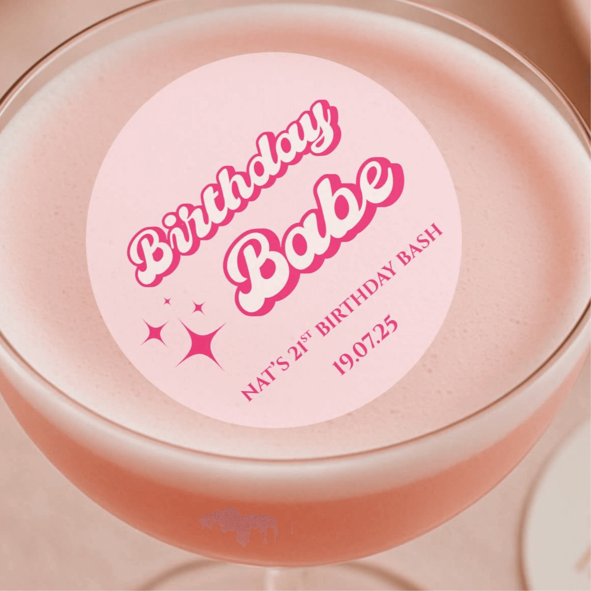 Birthday babe cocktail personalised edible toppers