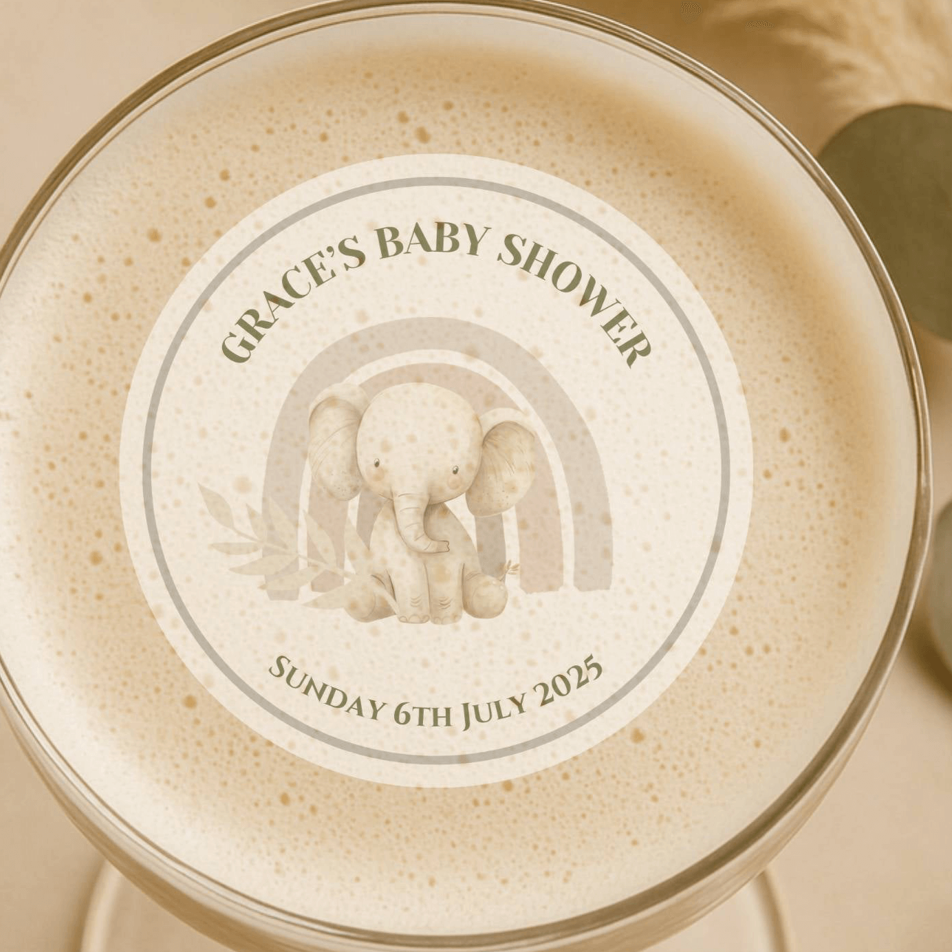 Elephant’ Neutral Baby Shower- Edible Cocktail Drink Toppers