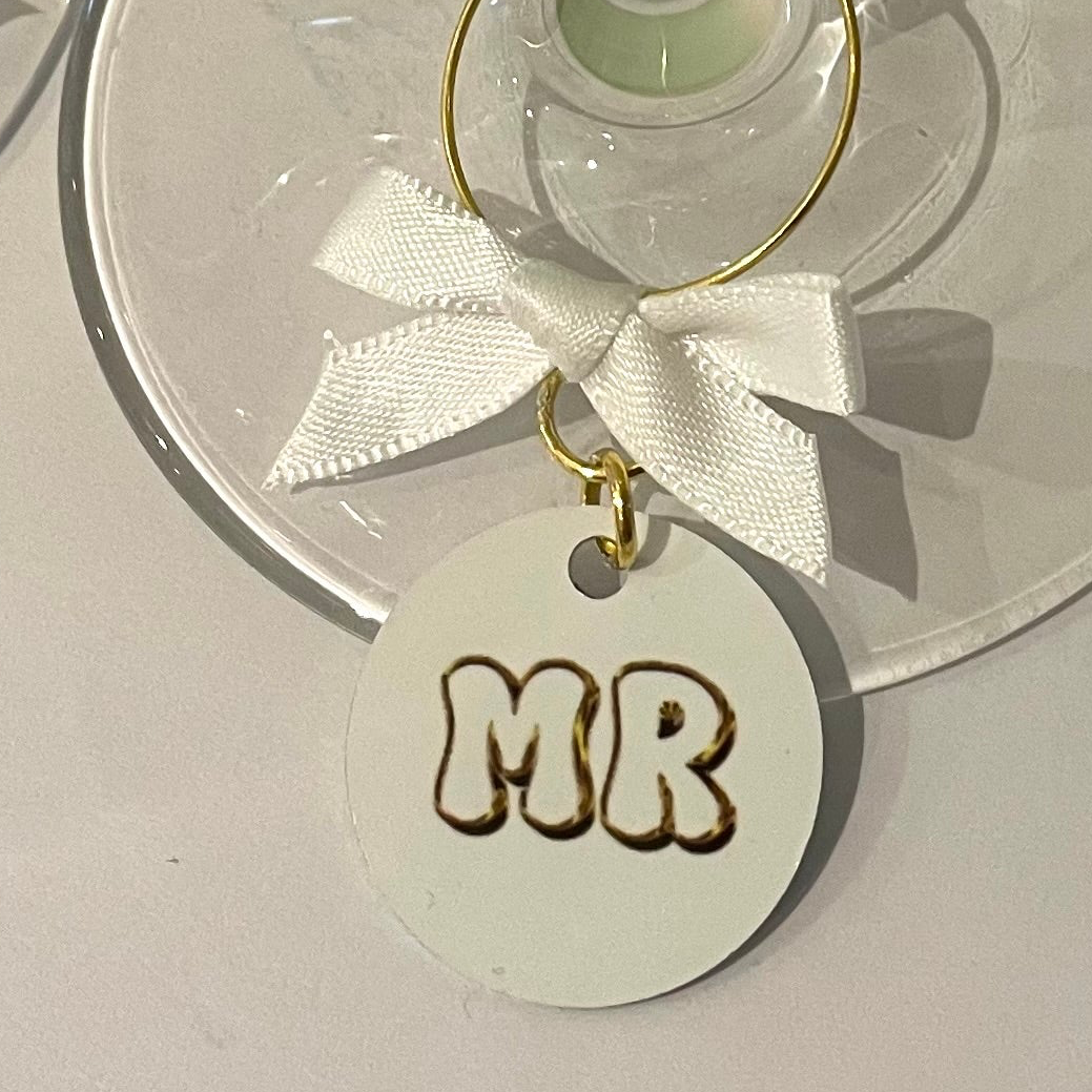 Mr & Mrs Wine charms set of two