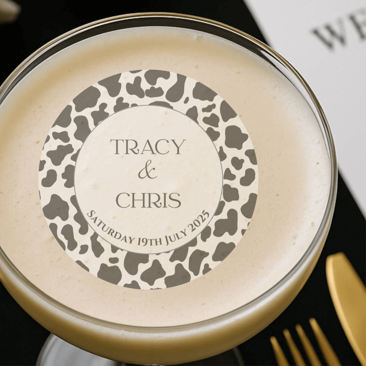 Cow print personalised cocktail topper