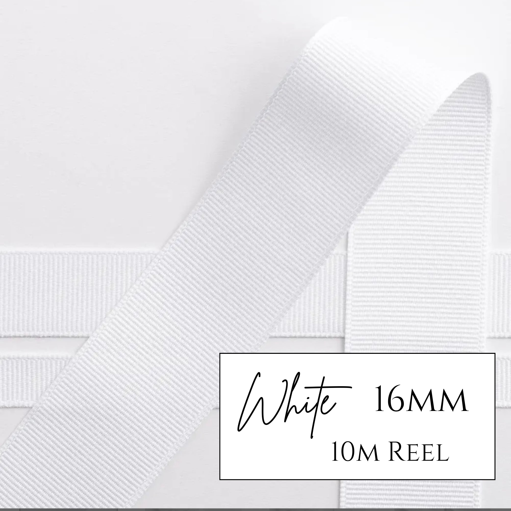 White Grosgrain Ribbon - 16mm x 10 metre Reel