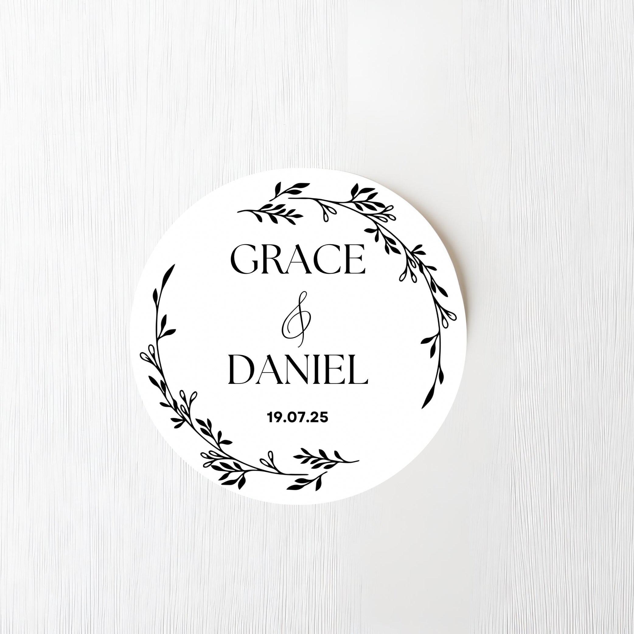 ‘ Leaf Personalised Names’ Wedding Edible Drink Toppers