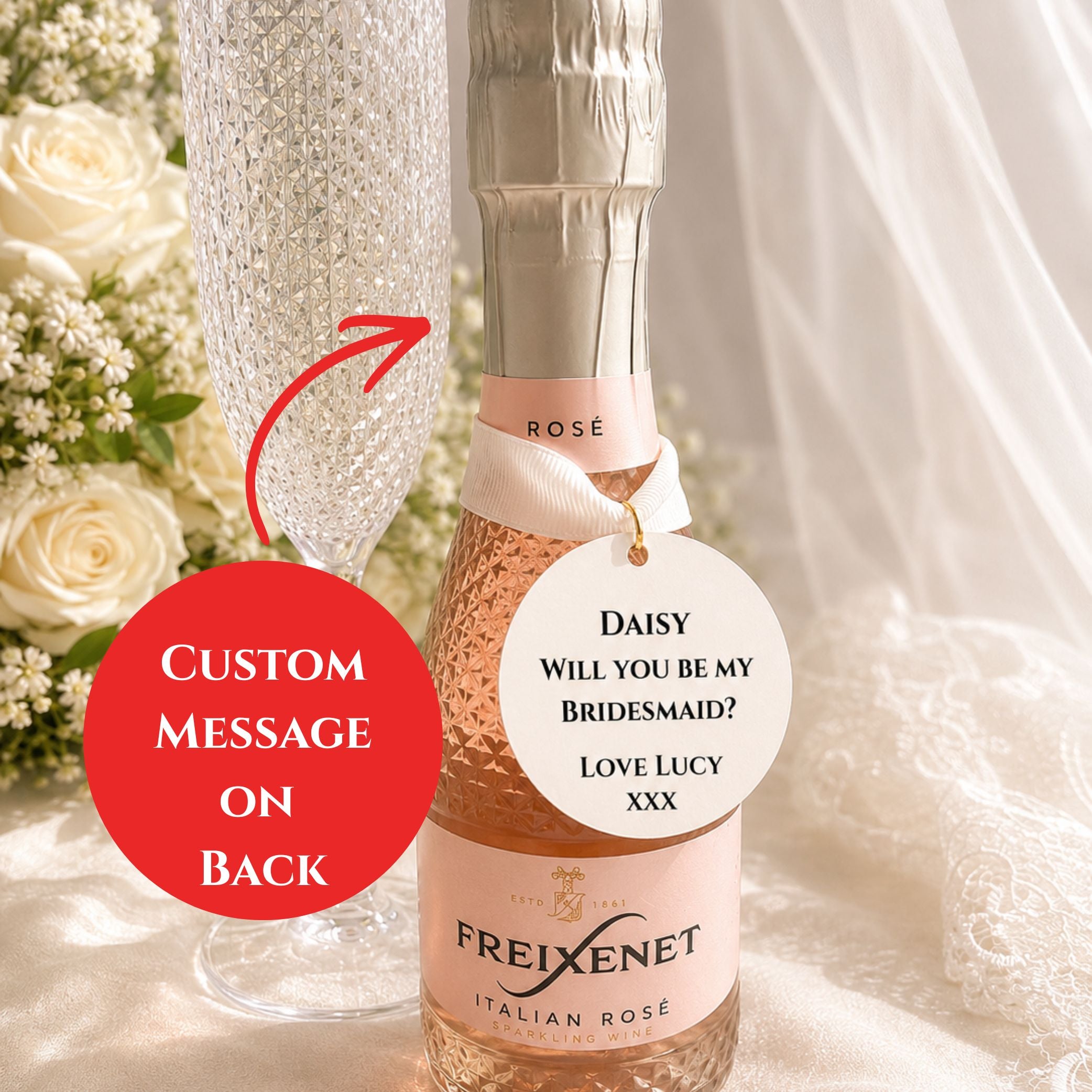 Wedding Pairs Well With Bottle Charm Tag with custom message