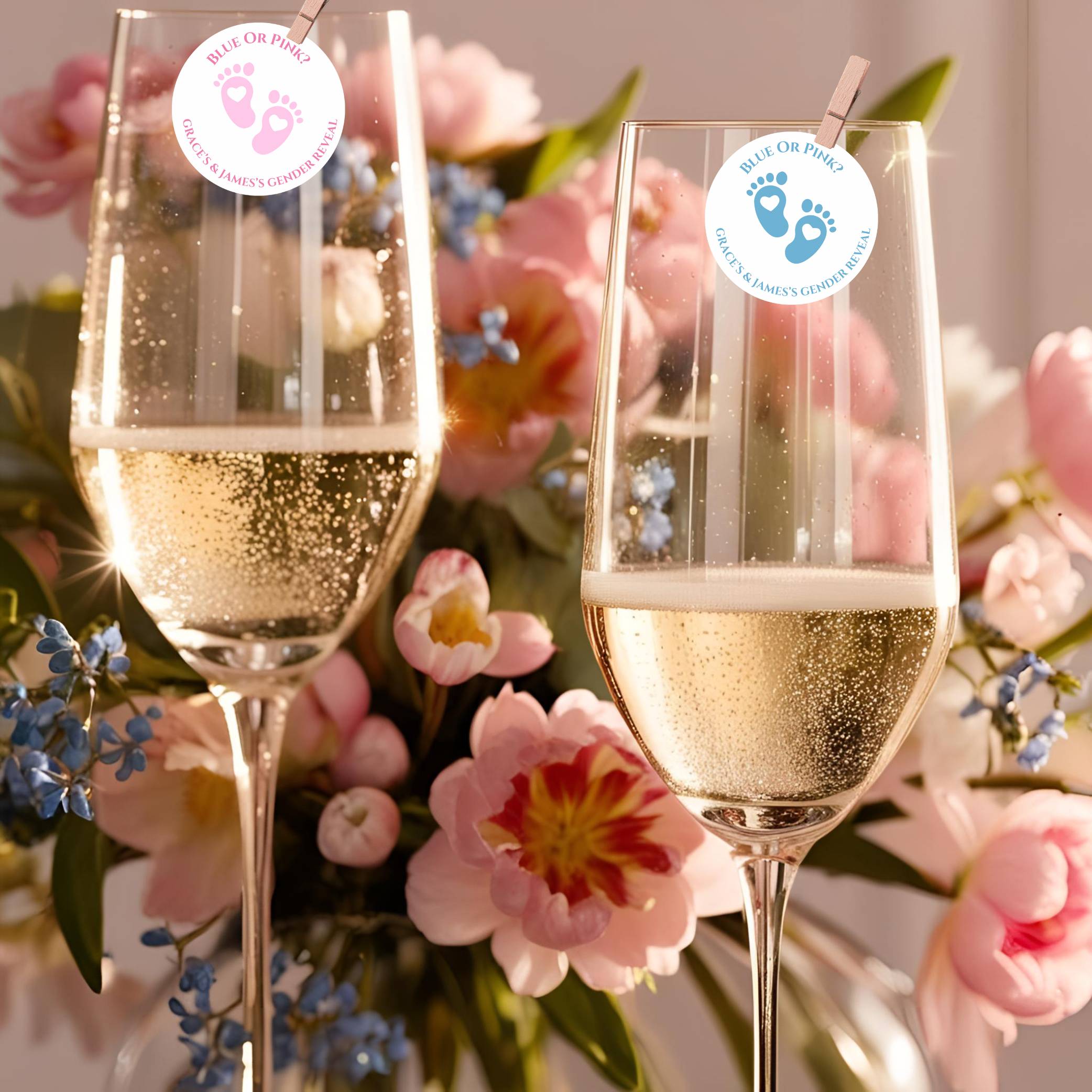 Blue or Pink! What Do You Think? Gender Reveal/ Baby Shower Game -Edible Drink Toppers