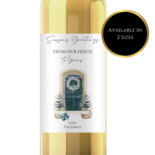 from our house to yours wine label  Christmas