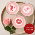 Load image into Gallery viewer, Valentine's drink toppers displayed on pink cocktails with designs including Cupid, XOXO, and lips.
