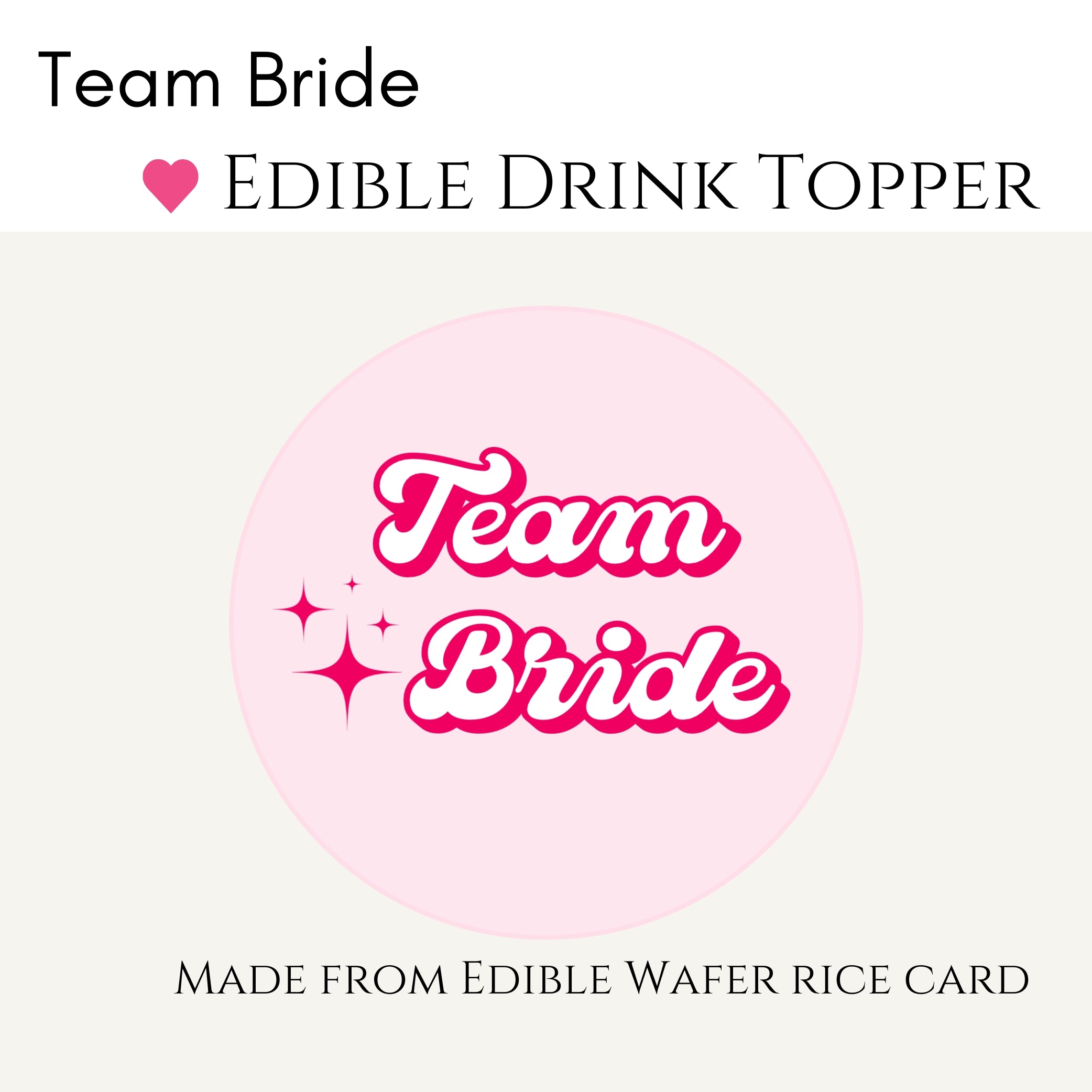 ‘Team Bride Fun’ Bridal Shower Edible Drink Toppers