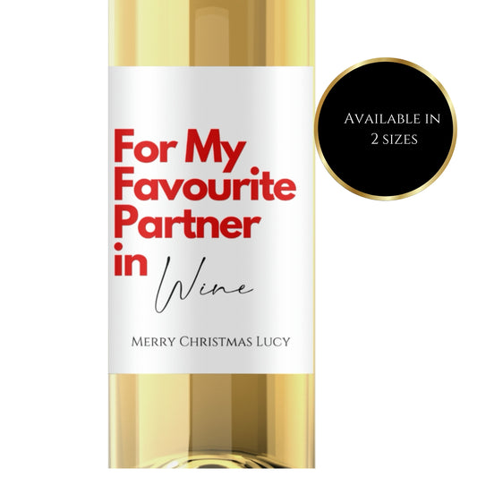 For my favourite partner in wine- Merry Christmas custom personalised. wine label