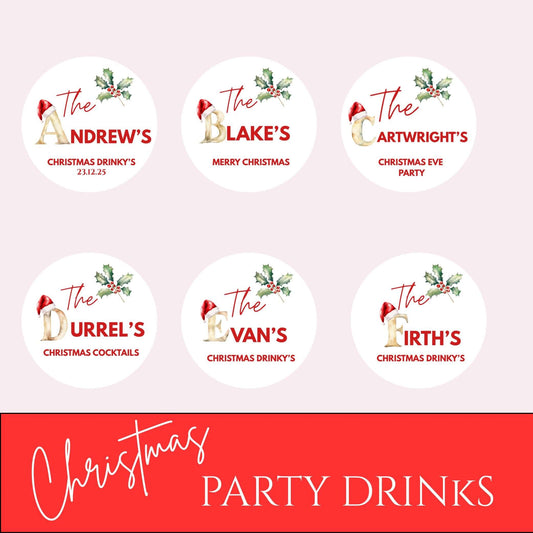 Christmas Family Name Personalised Cocktail Toppers
