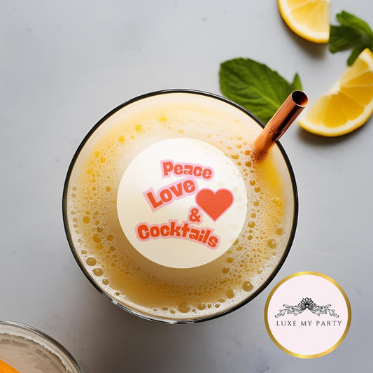 ‘Peace, Love & Cocktails’ Edible Drink Toppers