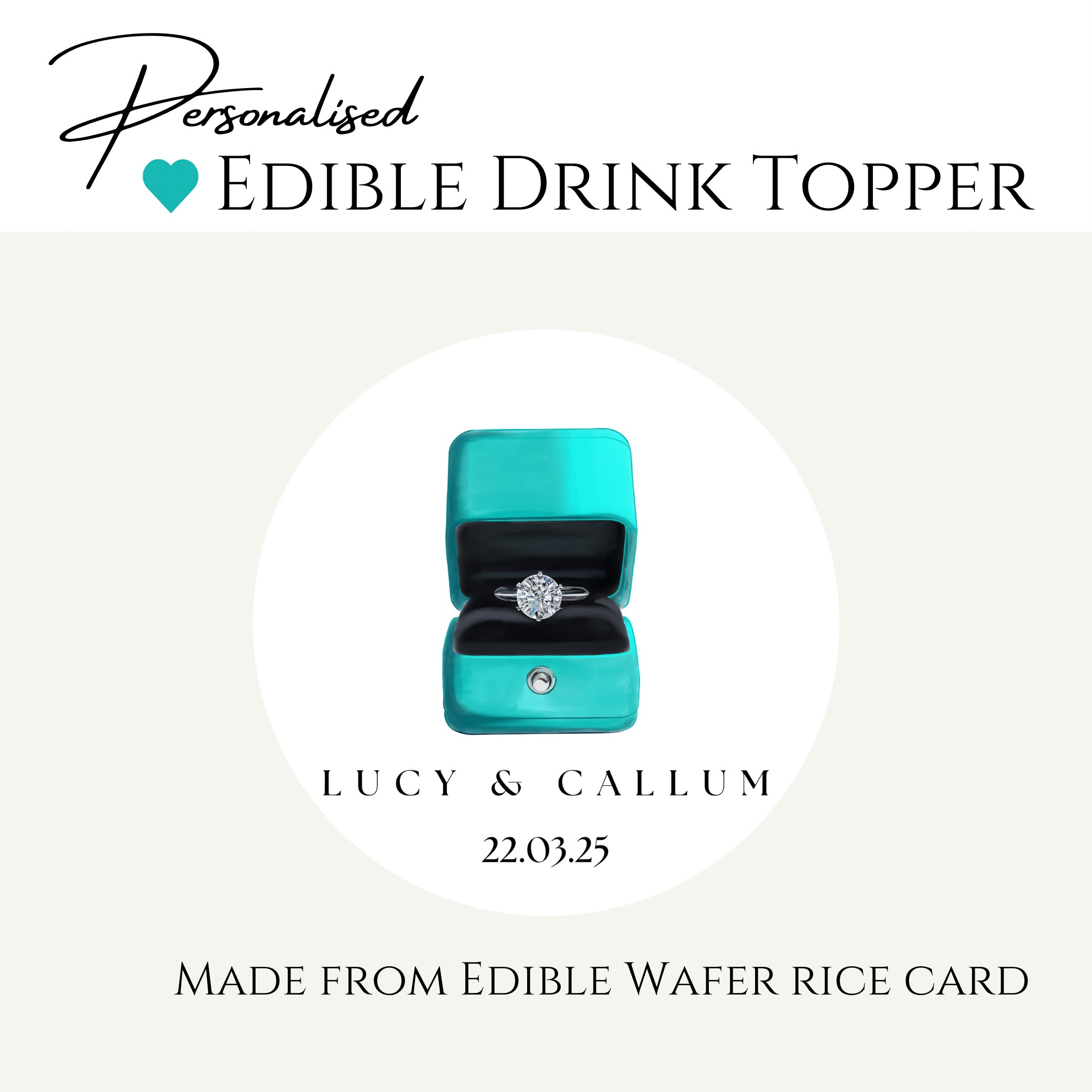 ‘Little Box’ Engagement’ Edible Drink Toppers