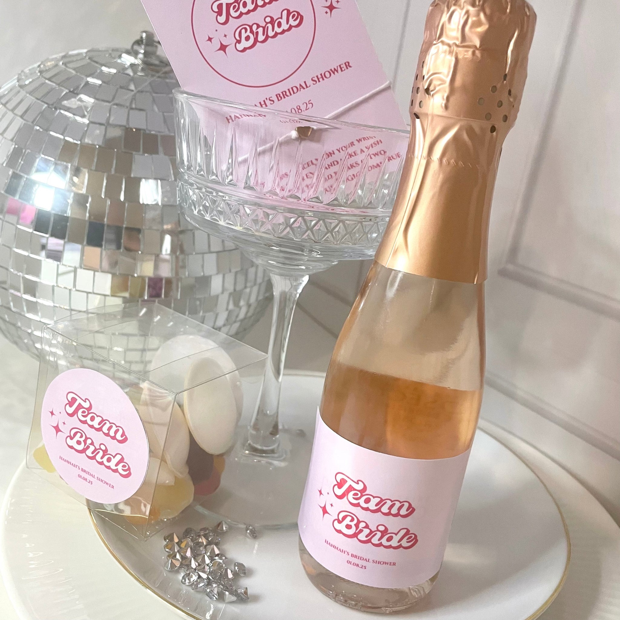 ‘Team Bride’ Mini Fizz Labels- Pack Of 6