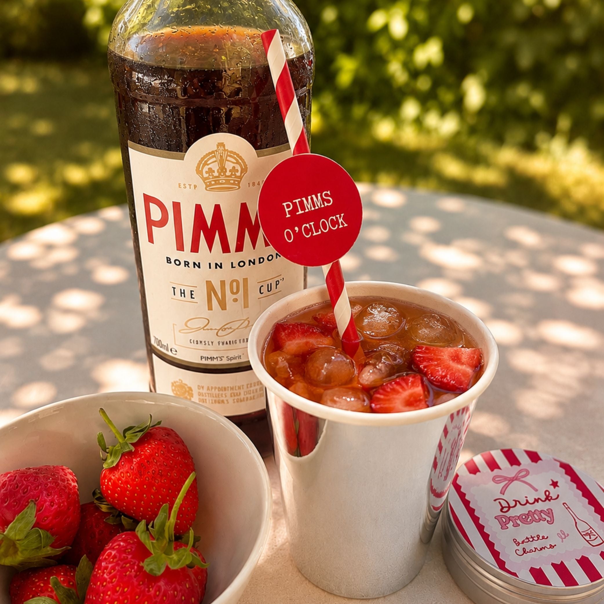 Summer Pimm’s & Strawberries Paper Straw Toppers Pack of 12