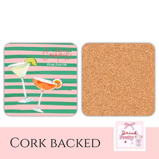 Cocktail coaster with cork back