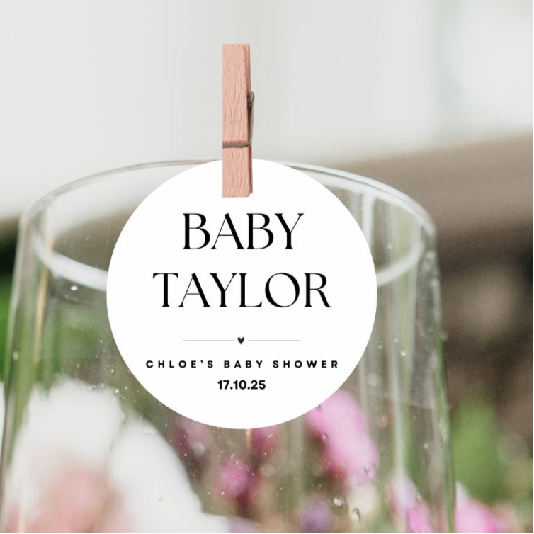 ‘ Baby Name’ Baby Shower- Edible Drink Toppers