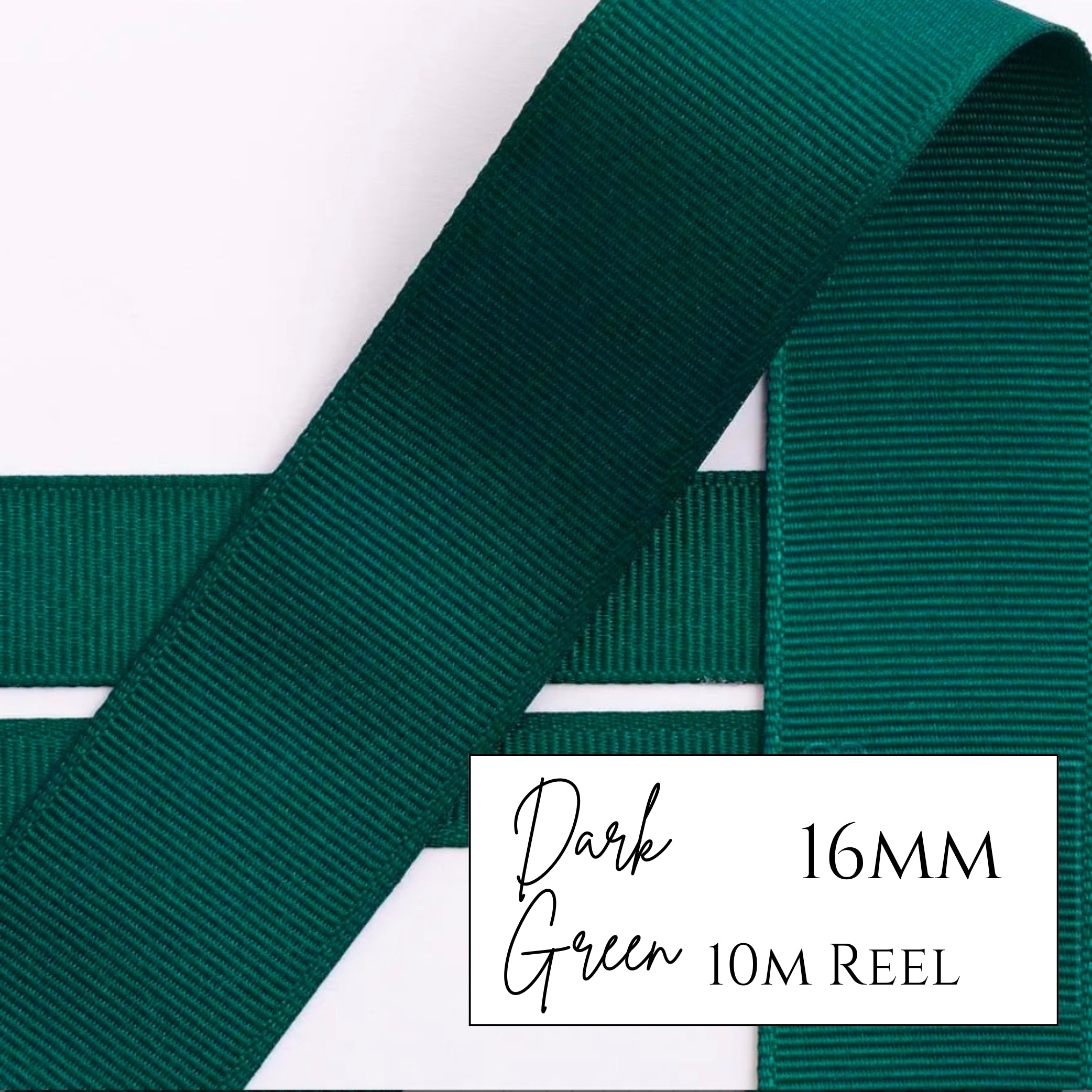 Dark Green Grosgrain Ribbon - 16mm x 10metre Reel