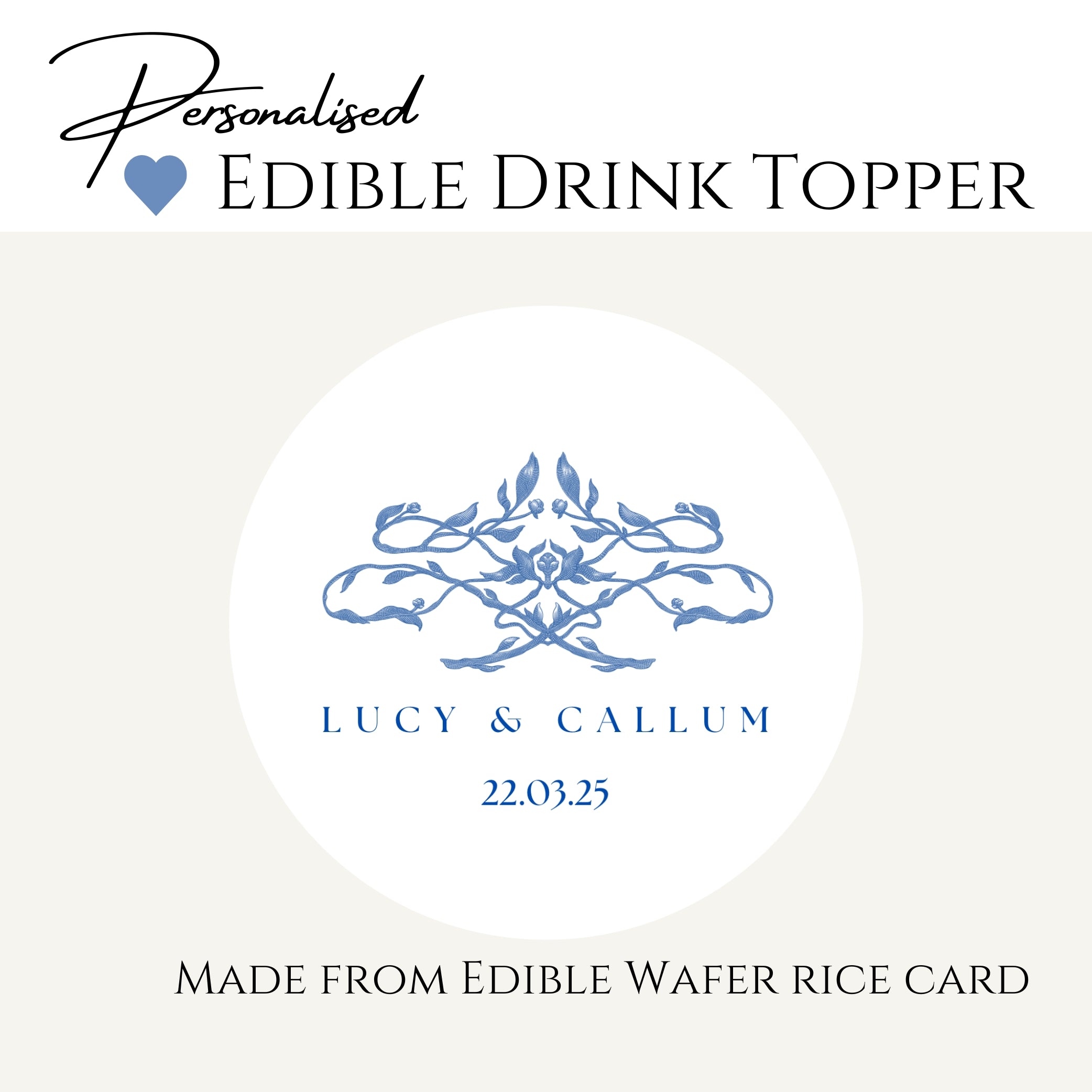 ‘ Blue Wedding ’ Edible Drink Toppers