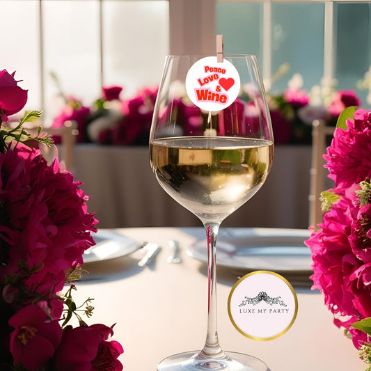 ‘Peace, Love & Wine’ Edible Drink Toppers