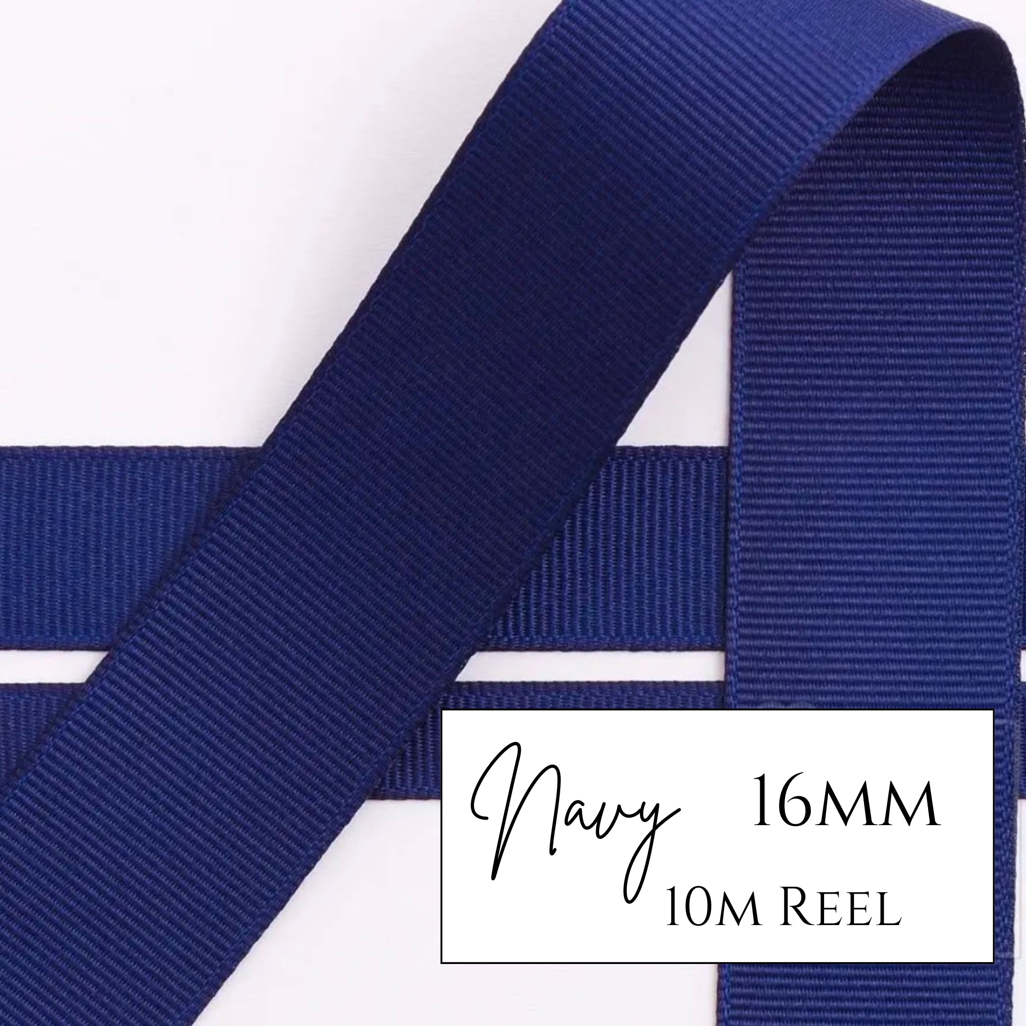 Navy Grosgrain Ribbon - 16mm x 10metre Reel