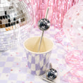Load image into Gallery viewer, Disco Ball Party Paper Straw Toppers Pack of 12
