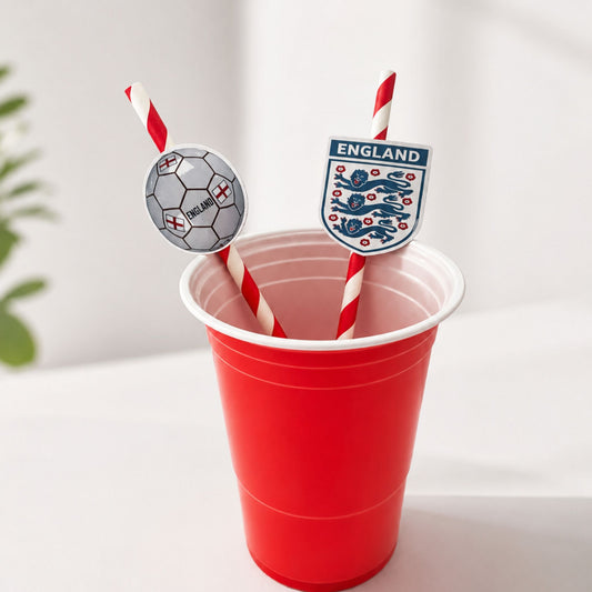 World Cup England Football Paper Straw Toppers Pack of 12