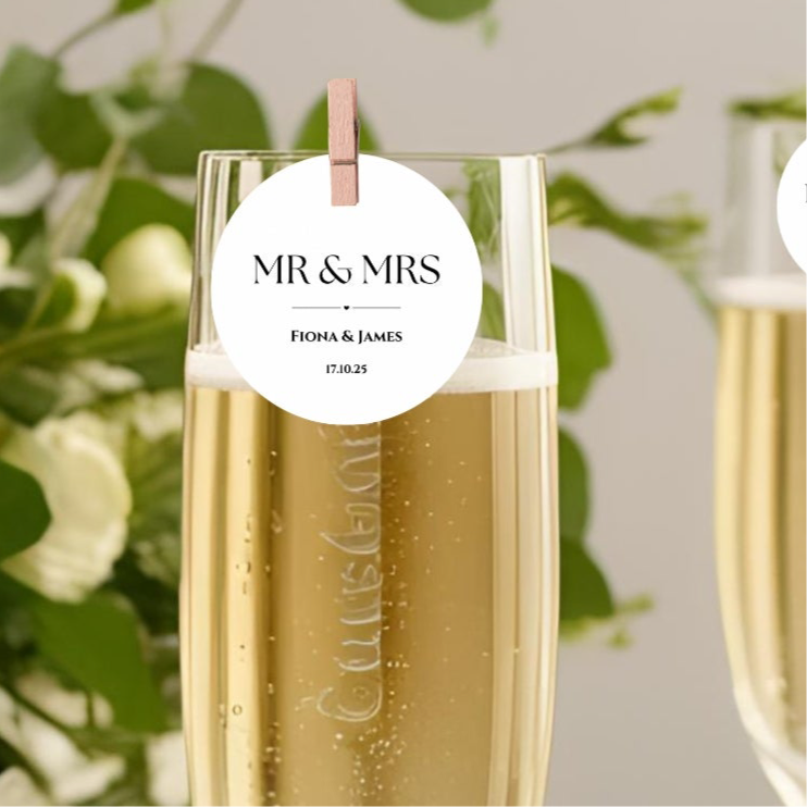 Mr & Mrs’ Wedding ’ Edible Drink Toppers