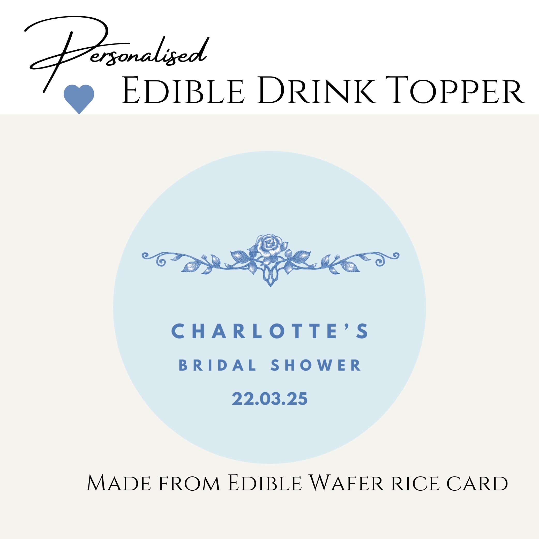‘A Little Something Blue’ Bridal Shower Edible Drink Toppers