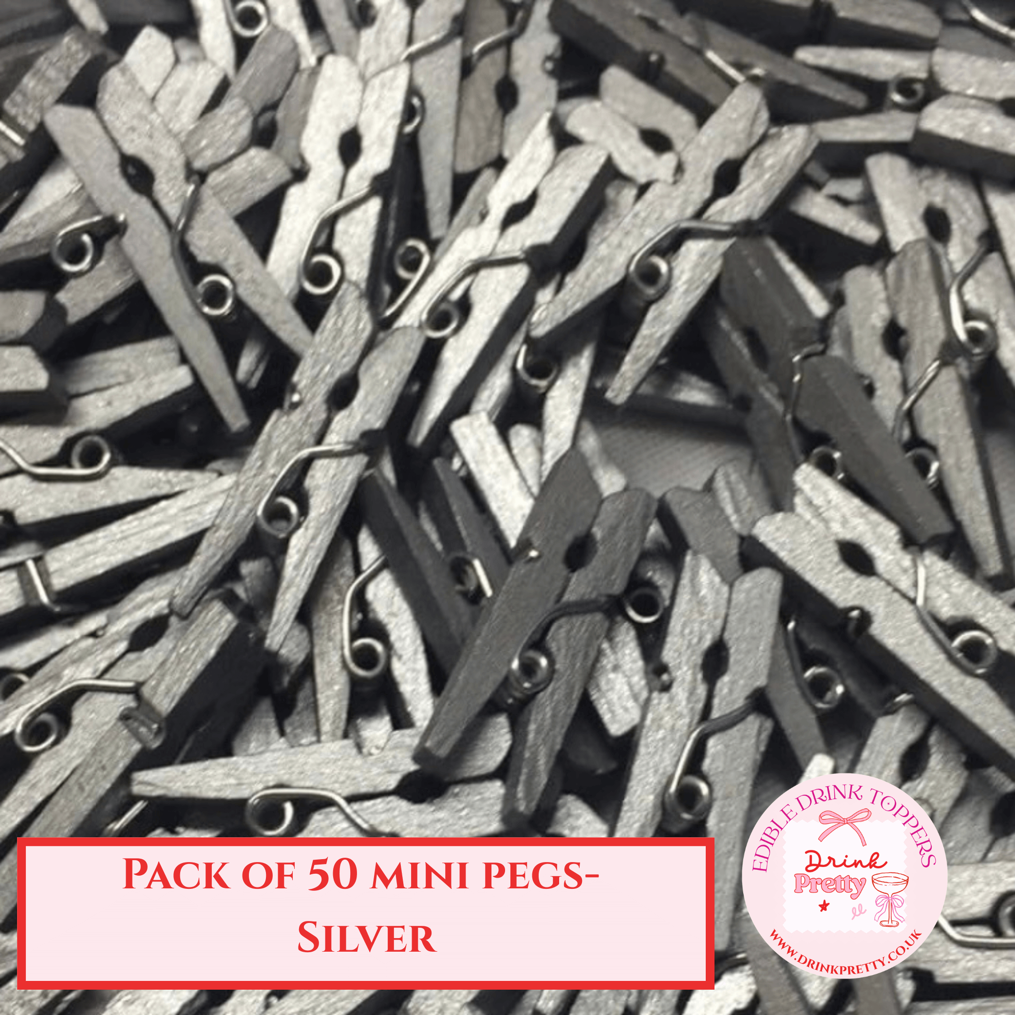 Mini Wooden Pegs - Silver