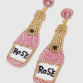 Load image into Gallery viewer, Rose Bottle beaded earrings pre-order featuring playful pink and silver beads by My Doris.
