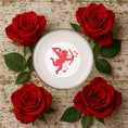Load image into Gallery viewer, Valentine's drink toppers featuring a cupid design surrounded by red roses for stylish cocktails.
