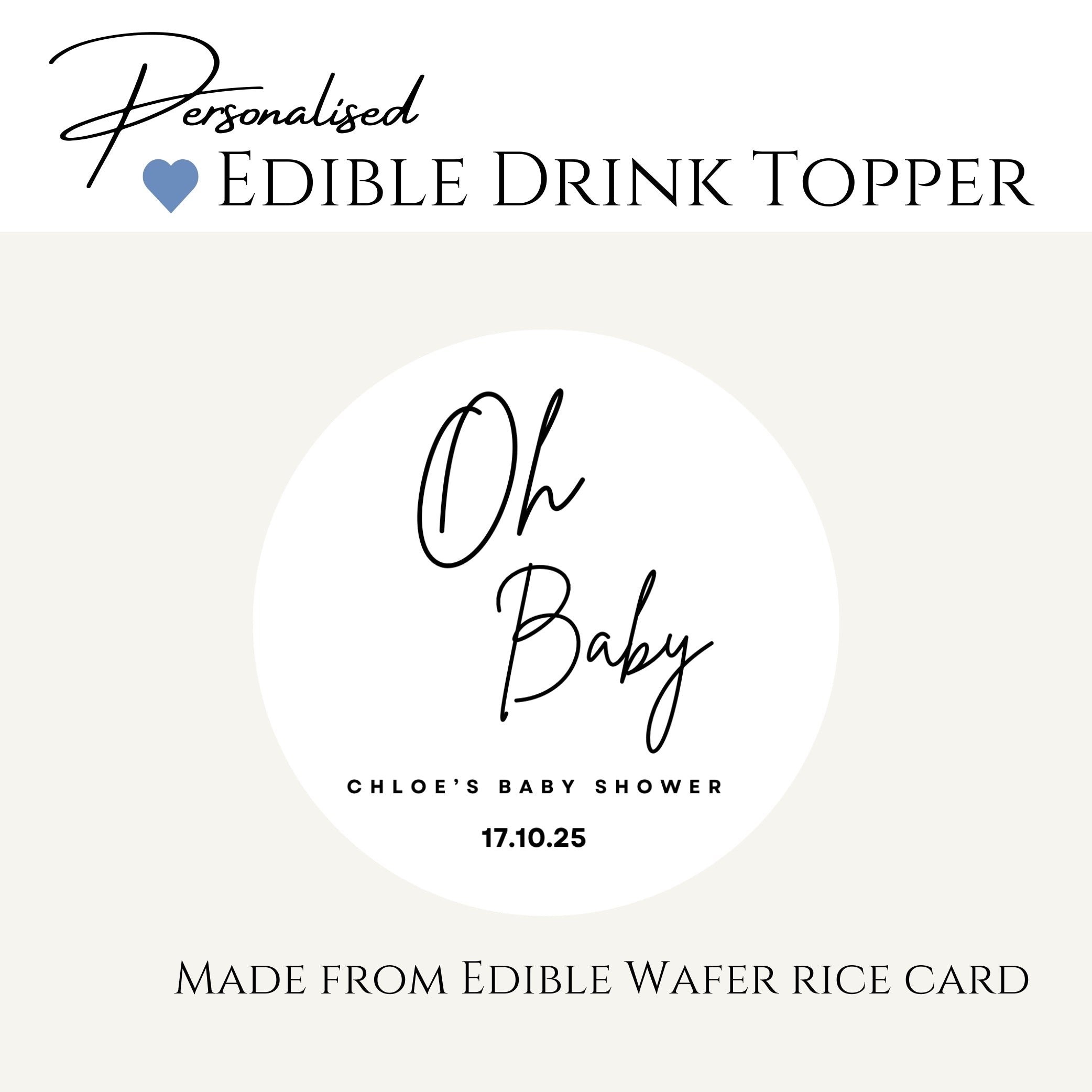 ‘Oh Baby’ Baby Shower- Edible Drink Toppers