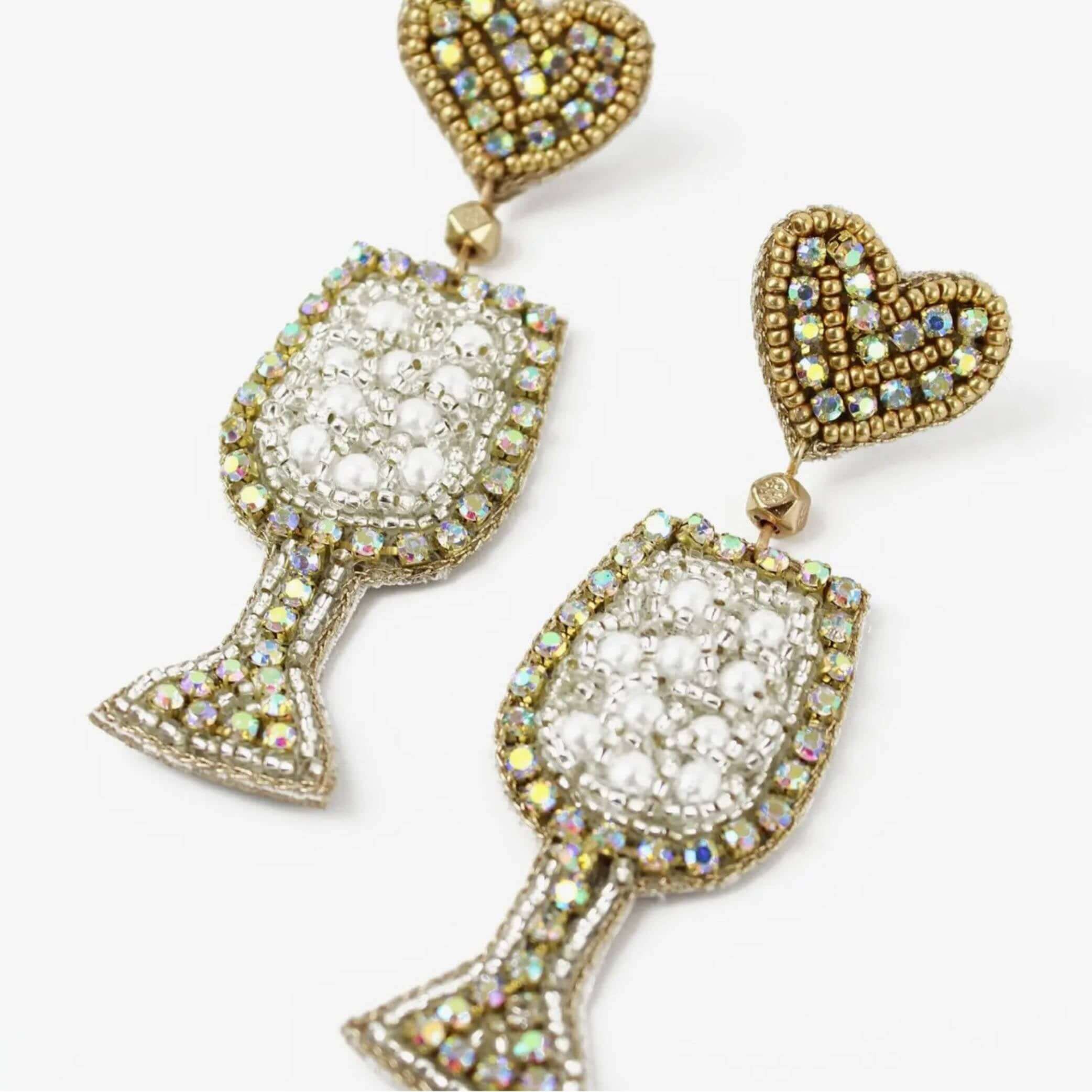 White Wine Spritzer Beaded Earrings