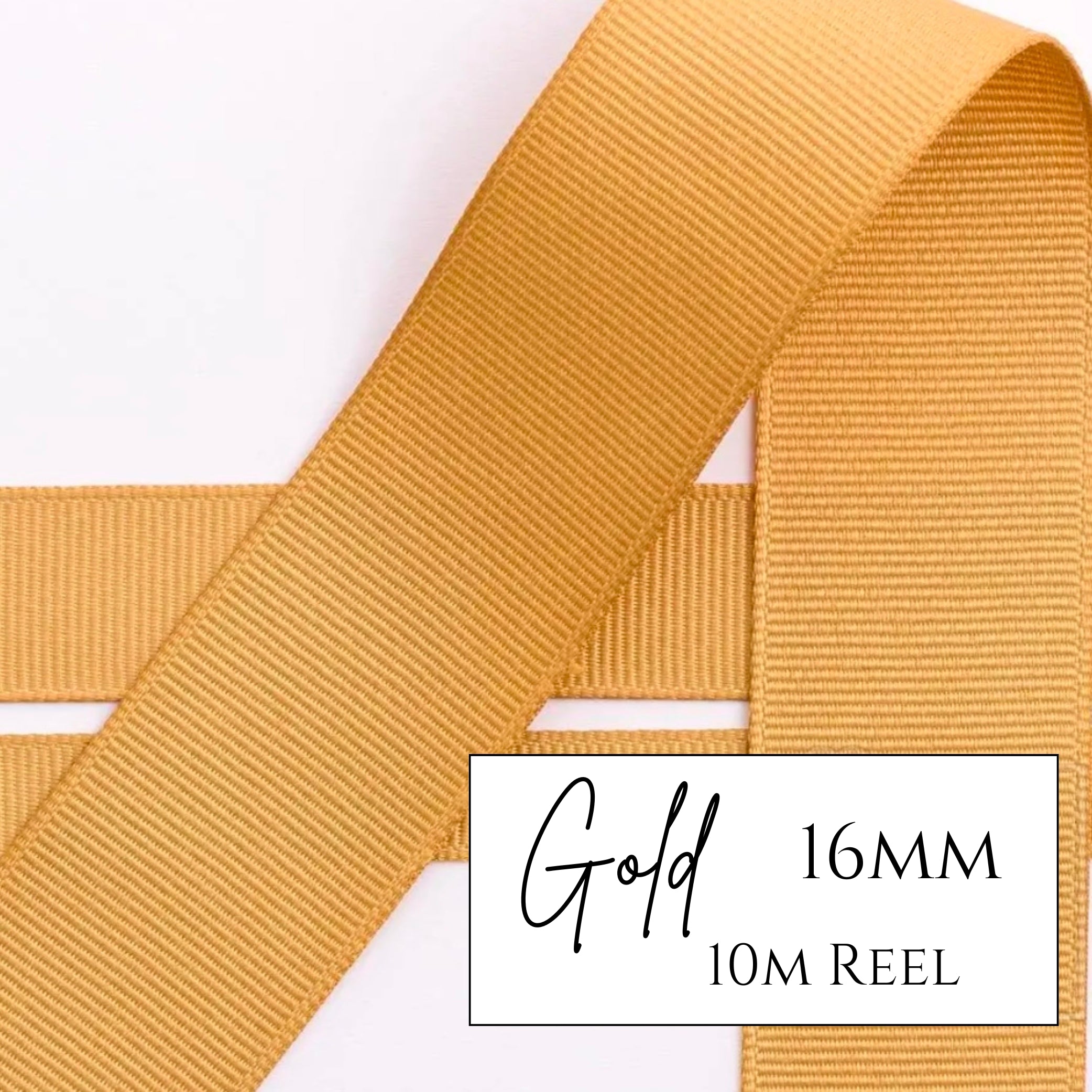 Gold Grosgrain Ribbon - 16mm x 10metre Reel