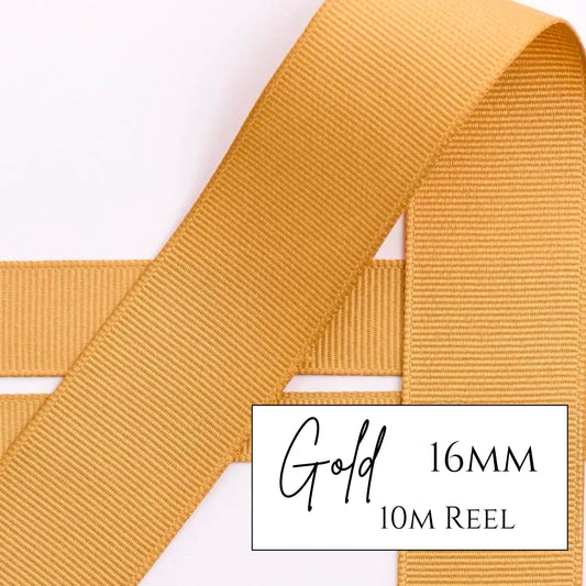 Gold Grosgrain Ribbon - 16mm x 10metre Reel
