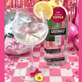Load image into Gallery viewer, Just A little Tipple Bottle Charm Gift Tag displayed with a glass of gin and lemon slice on a festive table.
