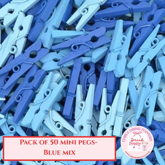 blue mix wooden pegs