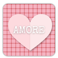 Load image into Gallery viewer, Pink heart coaster featuring the word Amore on a charming check pattern background.

