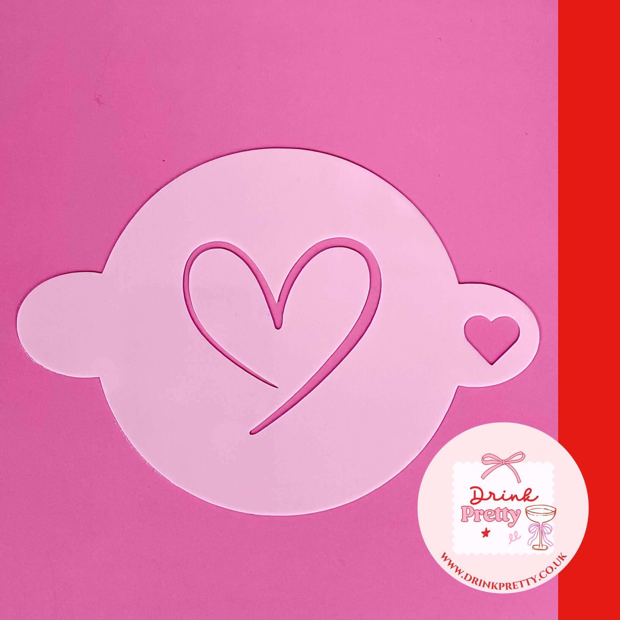 Reusable cocktail coffee stencils heart design cut from food-safe Mylar, ideal for drinks decoration.